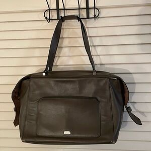 Lodis Amy Geelan Collection Moss Green Zipper Top Satchel Leather Bag